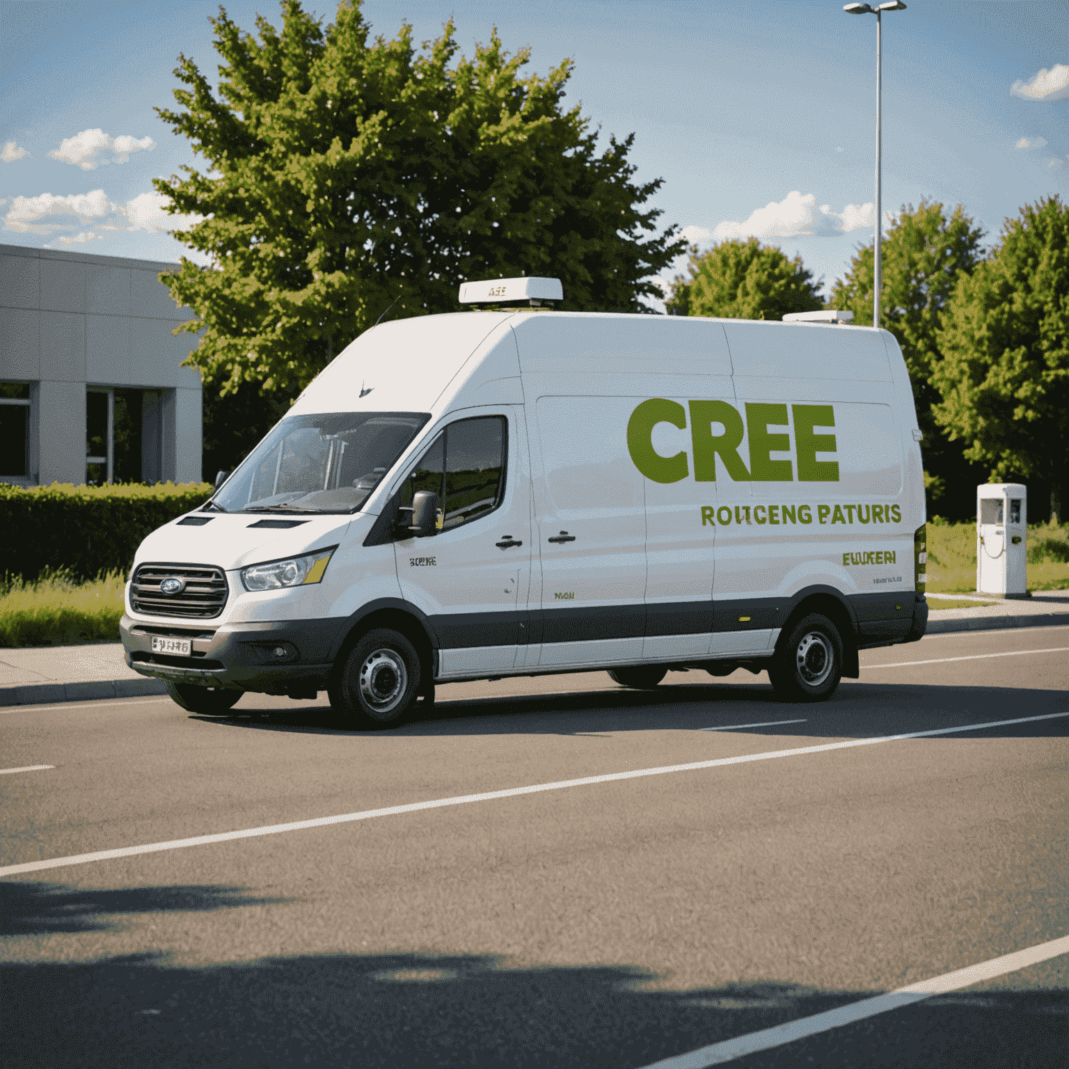 A modern fuel delivery van with the company logo, parked on a roadside ready to assist a stranded vehicle